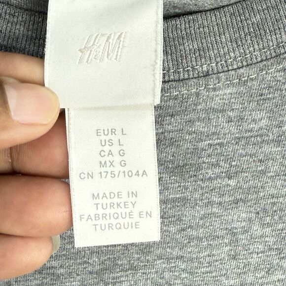 H&M Mens Graphic Football T-Shirt Size L Gray Short Sleeve - Picture 7 of 9